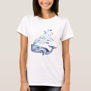 歌う音楽的なシロナガスクジラ Tシャツ