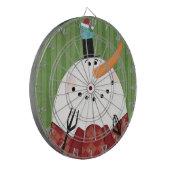 歌う鳥が付いているクリスマスの雪だるま ダーツボード (正面左)