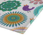 歌う鳥とマンダラフォークアートパターン カッティングボード (角)