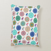 歌う鳥と曼荼羅かわいいフォークアートパターン アクセントクッション (裏面(縦))