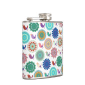 歌う鳥と曼荼羅かわいいフォークアートパターン フラスク (右)