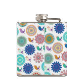 歌う鳥と曼荼羅かわいいフォークアートパターン フラスク (裏面)