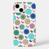 歌う鳥と曼荼羅かわいいフォークアートパターン Case-Mate iPhoneケース (裏面)