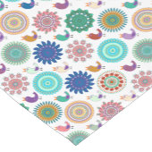 歌う鳥と曼荼羅のフォーク絵柄 ショートテーブルランナー (コーナー)