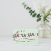 歌う鳥のキーボード音楽ピアノ教師 名刺 (スタンド正面)