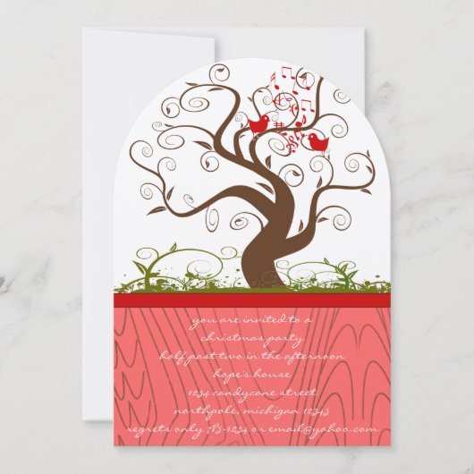 歌う鳥の木の木クリスマスディナー 招待状 (正面)