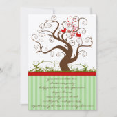 歌う鳥の木の渦巻きクリスマスパーティの招待状 招待状 (正面)