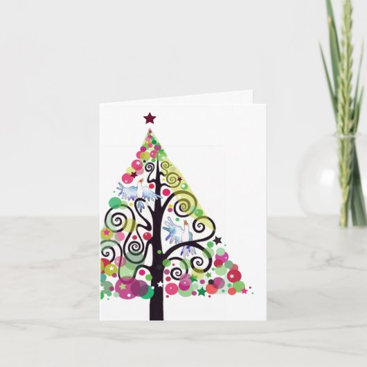 . .歌う鳥の水彩クリスマスグリーティングカード シーズンカード (正面)