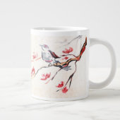 歌う鳥の背景 ジャンボコーヒーマグカップ (右)