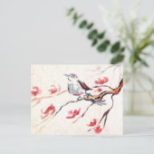 歌う鳥の背景 ポストカード (スタンド正面)