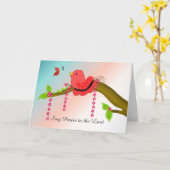 歌う鳥勇気付けられる カード (黄色い花)