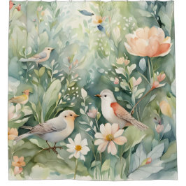 歌う鳥 シャワーカーテン