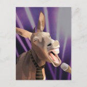 歌おもしろいうドンキーファーム動物紫色の背景 ポストカード (正面)