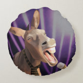 歌おもしろいうドンキーファーム動物紫色の背景 ラウンドクッション (裏面)