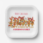 歌っているキュートなクリスマストナカイ ペーパープレート (正面)