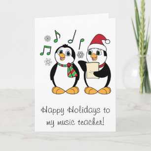 歌っている音楽の先生のクリスマスのペンギン シーズンカード