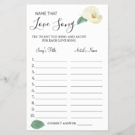 歌のシャワーゲームカードを愛するCalla Lilyの名前 チラシ