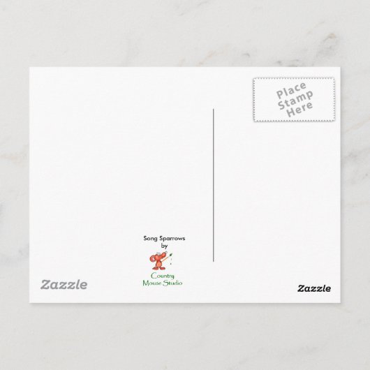 歌のスズメ、かわいい鳥、自然、野生動物 ポストカード (裏面)