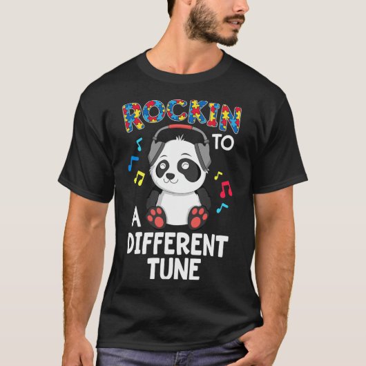 歌のパンダの自閉症違う意識にロックイン Tシャツ (正面)