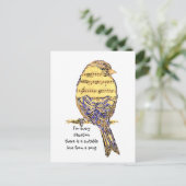歌の感動的引用文生活かわいい鳥 ポストカード (スタンド正面)