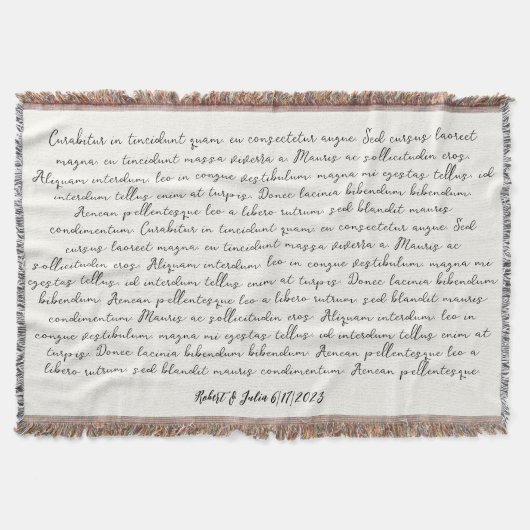 歌の結婚歌詞プレゼント スローブランケット (正面)