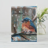 歌の鳥かわいい小さな冬の青い鳥 シーズンカード (スタンド正面)