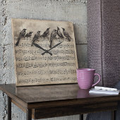 歌の鳥がミュージカルの作曲に座っている スクエア壁時計
