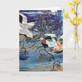 歌の鳥グリーティングカード カード (黄色い花)