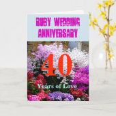 歌の40のルビーの結婚記念日 カード (黄色い花)