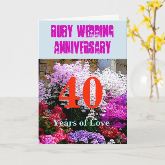 歌の40のルビーの結婚記念日 カード (黄色い花)
