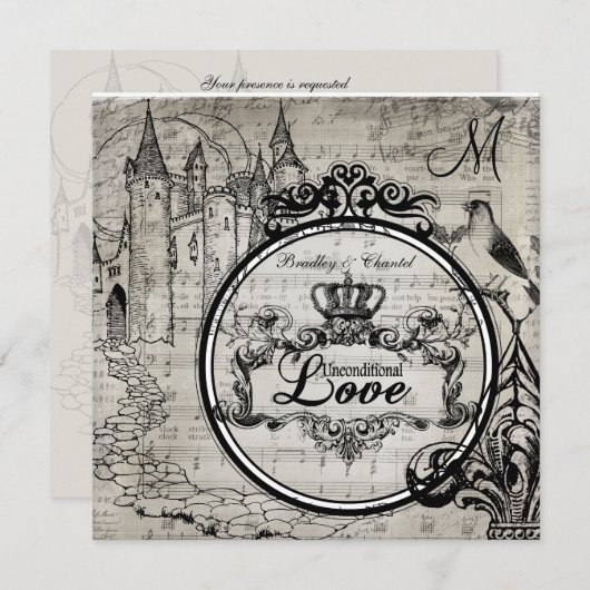 歌は無条件愛結婚式の招待のページを捲ります 招待状 (正面/裏面)