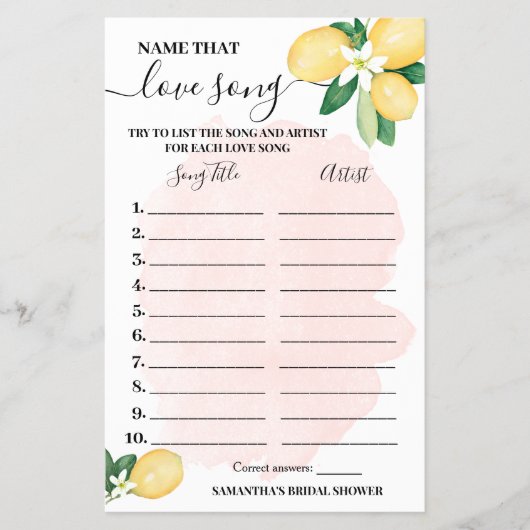 歌を愛するレモンの名前ピンクシャワーゲームカード チラシ (正面)