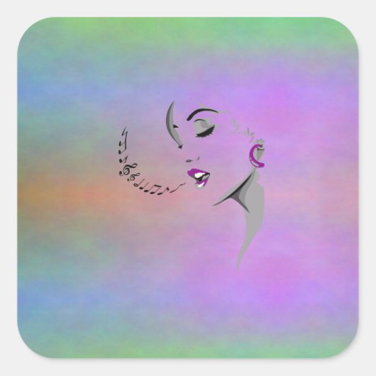 歌を歌うデザイン スクエアシール (正面)