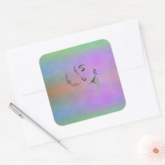 歌を歌うデザイン スクエアシール (封筒)