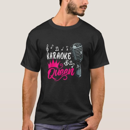 歌を歌う女性のためのカラオケデザイン Tシャツ (正面)