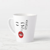 歌唱ミュージカル女性顔 カフェラテマグ (左アングル)