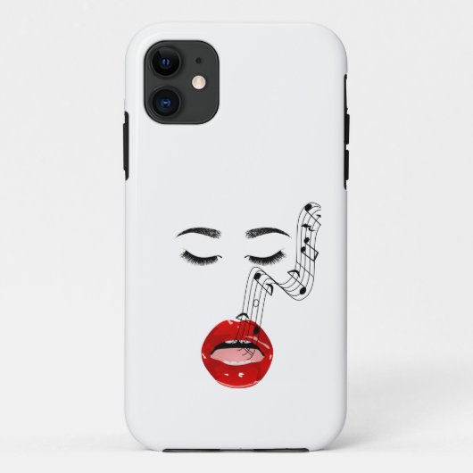 歌唱女性顔音符付き電話ケース Case-Mate iPhoneケース (裏面)