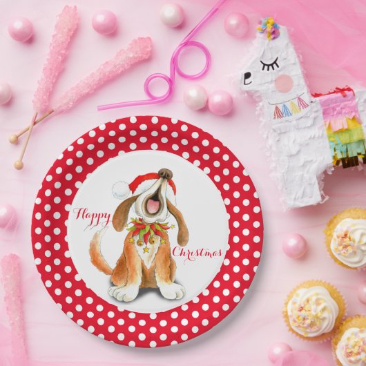 歌唱犬ハッピークリスマスパーティー紙プレート ペーパープレート (パーティー)