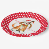 歌唱犬ハッピークリスマスパーティー紙プレート ペーパープレート (アングル)