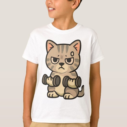 歌唱猫おもしろいカラオケイラストレーション Tシャツ (正面)