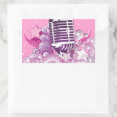 歌声divaヴィンテージマイクの星と渦巻き 長方形シール (バッグ)