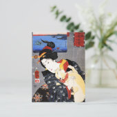 歌川国芳の猫を飼っている女性歌川国芳 ポストカード (スタンド正面)