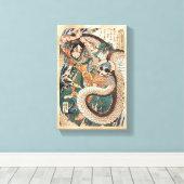 歌川国芳水滸伝の英雄とスネークアートを戦う キャンバスプリント (インサイチュ (ウッドフロア))