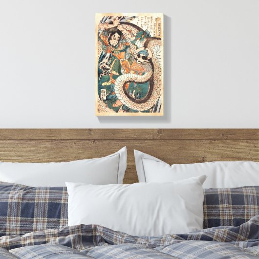 歌川国芳水滸伝の英雄とスネークアートを戦う キャンバスプリント (インサイチュ (寝室))