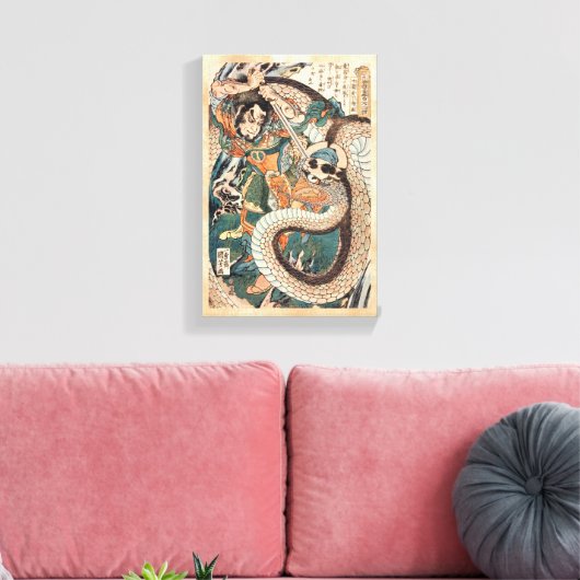 歌川国芳水滸伝の英雄とスネークアートを戦う キャンバスプリント (インサイチュ (リビング))