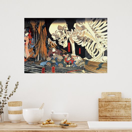 歌川国芳滝夜社魔女と骸骨 ポスター (キッチン)