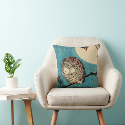 歌川広重 – フクロウのカエデの枝 クッション (椅子)