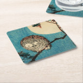 歌川広重 – フクロウのカエデの枝 スクエアペーパーコースター (アングル)