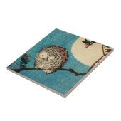 歌川広重 – フクロウのカエデの枝 タイル (側面)