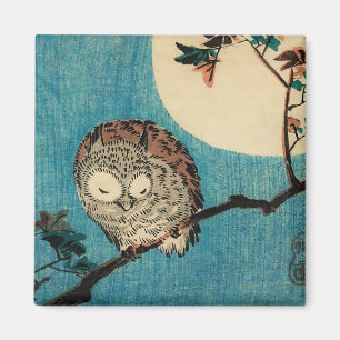 歌川広重 – フクロウのカエデの枝 マグネット